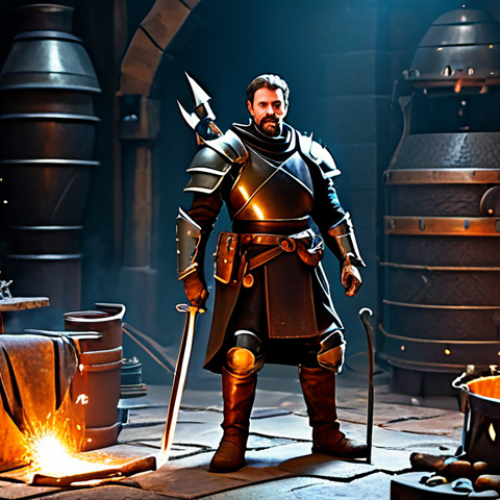 Home 20 **
A determined adventurer, fully clothed in practical leather armor, stands before a glowing forge. He holds a piece of equipment, ready for enhancement. Sparks fly as he prepares for the challenging process. Background includes various tools and materials for crafting. Professional fantasy art, safe for work, appropriate content, fully clothed, perfect anatomy, natural proportions, family-friendly.
**