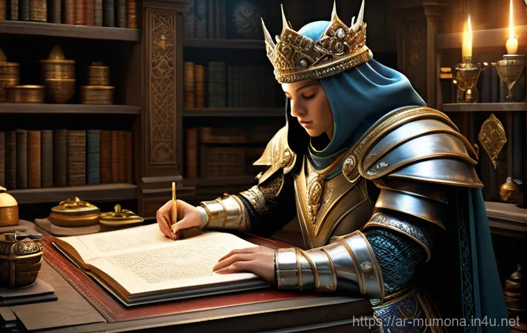 뮤 모나크 유료 아이템 정보 - **Prompt 1: The Strategist's Sanctuary**
    A highly detailed, realistic digital painting of a disc...